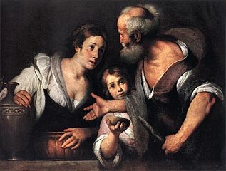 A painting by Strozzi of Elijah and the widow