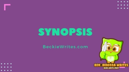Green words on a purple background read, "Synopsis"